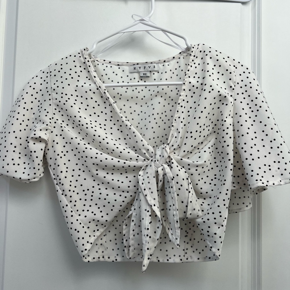 Front Tie Polka Dot Shirt